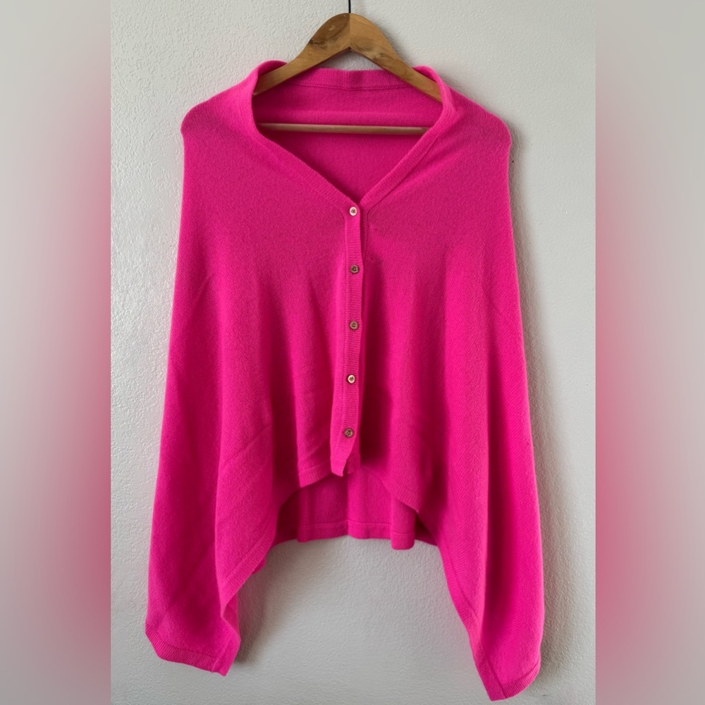 Lilly Pulitzer Harp Cashmere Cape Sweater Cerise Pink OS